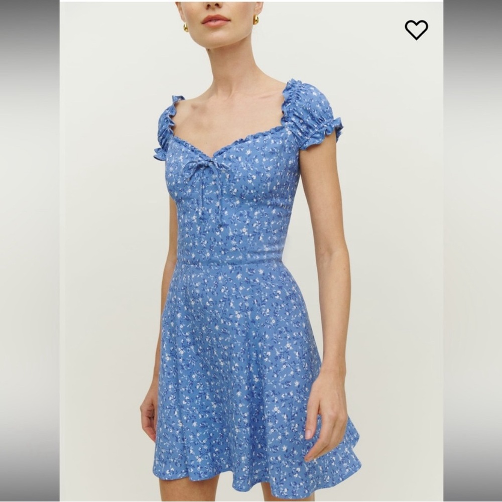 Reformation Pacey Dress in Baby Blue + White Floral